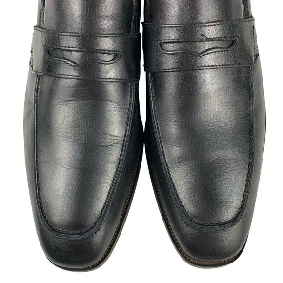 Florsheim Men's Sorrento Moc Toe Penny Loafers 8.5M Black Leather Slip On Shoes - Picture 4 of 13